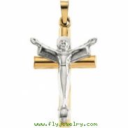 14K White Yellow Gold Two Tone Risen Christ Crucifix Pendant