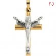 14K White Yellow Gold Two Tone Risen Christ Crucifix Pendant