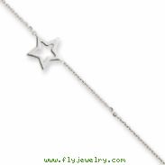 14K Whtie Gold Adjustable Star Anklet