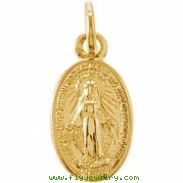 14K Yellow 09.00X06.00 MM Miraculous Medal