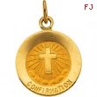14K Yellow 12.00 MM Confirmation Medal W/cross