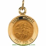 14K Yellow 12.00 MM St.michael Medal