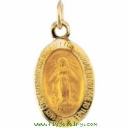 14K Yellow 12.00X08.00 MM Miraculous Medal