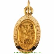 14K Yellow 12.00X09.00 MM St. Christopher Medal