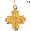 14K Yellow 12.00X12.00 MM 4-way Cross Medal