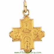 14K Yellow 12.00X12.00 MM 4-way Cross Medal