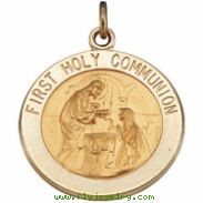 14K Yellow 15.00 MM First Communion Medal