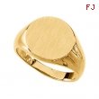 14K Yellow 15.00 MM Gents Signet Ring W/brush Fini