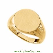 14K Yellow 15.00 MM Gents Signet Ring W/brush Fini