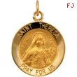 14K Yellow 15.00 MM St. Theresa Medal