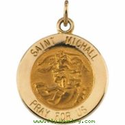 14K Yellow 15.00 MM St.michael Medal