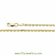 14K Yellow 16 INCH Diamond Cut Cable Chain