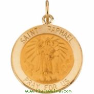 14K Yellow 18.00 MM St. Raphael Medal