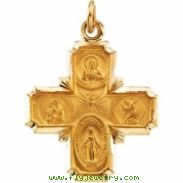 14K Yellow 18.00X18.00 MM 4-way Cross Medal
