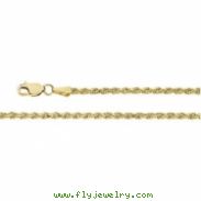 14K Yellow 24 INCH Diamond Cut Rope Chain