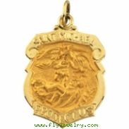 14K Yellow 27.00X21.00 MM St. Michael Medal