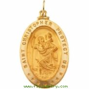 14K Yellow 29.00X20.00 MM St. Christopher Medal