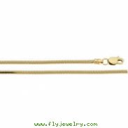 14K Yellow 7 INCH ROUND Solid Round Snake Chain