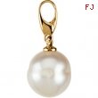 14K Yellow Gold - Freshwater Cultured Circle Pearl Charm