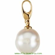 14K Yellow Gold - Freshwater Cultured Circle Pearl Charm