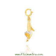 14K Yellow Gold & Rhodium 3D High Heel Slipper Pendant