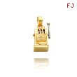 14K Yellow Gold & Rhodium 3D Moveable Slot Machine Charm