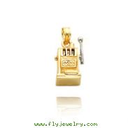 14K Yellow Gold & Rhodium 3D Moveable Slot Machine Charm