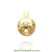 14K Yellow Gold & Rhodium 3D Soccer Ball Pendant