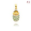 14K Yellow Gold & Rhodium August/Peridot Baby Shoe Charm