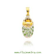 14K Yellow Gold & Rhodium August/Peridot Baby Shoe Charm