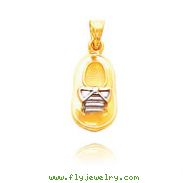 14K Yellow Gold & Rhodium Baby Boy's Shoe Charm