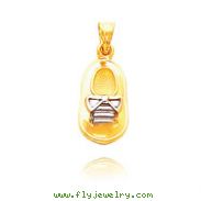 14K Yellow Gold & Rhodium Baby Boy's Shoe Charm