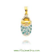 14K Yellow Gold & Rhodium December/Blue Topaz Baby Shoe Charm