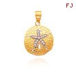 14K Yellow Gold & Rhodium Detailed Sand Dollar Pendant