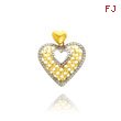 14K Yellow Gold & Rhodium Diamond-Cut Double Heart Pendant