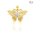 14K Yellow Gold & Rhodium Fancy Butterfly Pendant