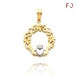 14K Yellow Gold & Rhodium Fancy Claddagh Pendant