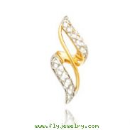 14K Yellow Gold & Rhodium Filigree Swirl Slide