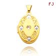 14K Yellow Gold & Rhodium Heart-Shaped CZ Scroll Trim Locket