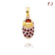 14K Yellow Gold & Rhodium July/Ruby Baby Shoe Charm