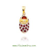 14K Yellow Gold & Rhodium July/Ruby Baby Shoe Charm