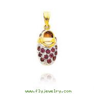 14K Yellow Gold & Rhodium June/Rhodolite Baby Shoe Charm