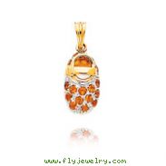 14K Yellow Gold & Rhodium November/Citrine Baby Shoe Charm