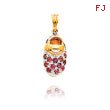 14K Yellow Gold & Rhodium October/Pink Tourmaline Baby Shoe Charm