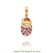 14K Yellow Gold & Rhodium October/Pink Tourmaline Baby Shoe Charm