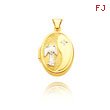 14K Yellow Gold & Rhodium Oval-Shaped Reversible Guardian Angel Locket