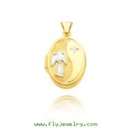 14K Yellow Gold & Rhodium Oval-Shaped Reversible Guardian Angel Locket