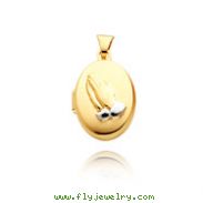 14K Yellow Gold & Rhodium Oval-Shaped Reversible Praying Hands Locket