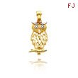 14K Yellow Gold & Rhodium Owl Pendant