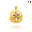 14K Yellow Gold & Rhodium Polished Sand Dollar Pendant